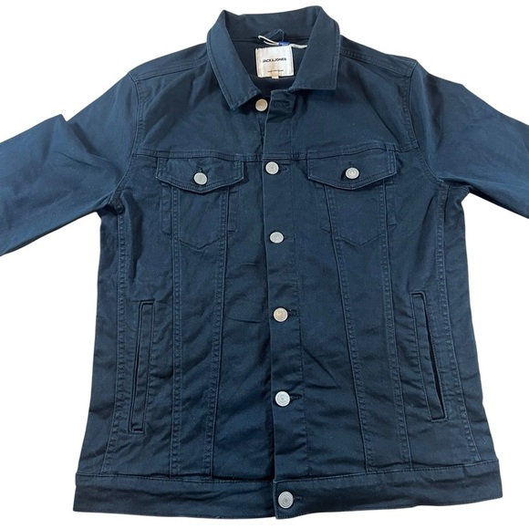 Jack & Jones Denim Jacket Men’s Size Large Black Stretch Jean Trucker Style - Picture 2 of 10